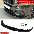 Glossy Black Complete Front Bumper Lip Splitter For BMW X5 F15 M Sport 2013-2018