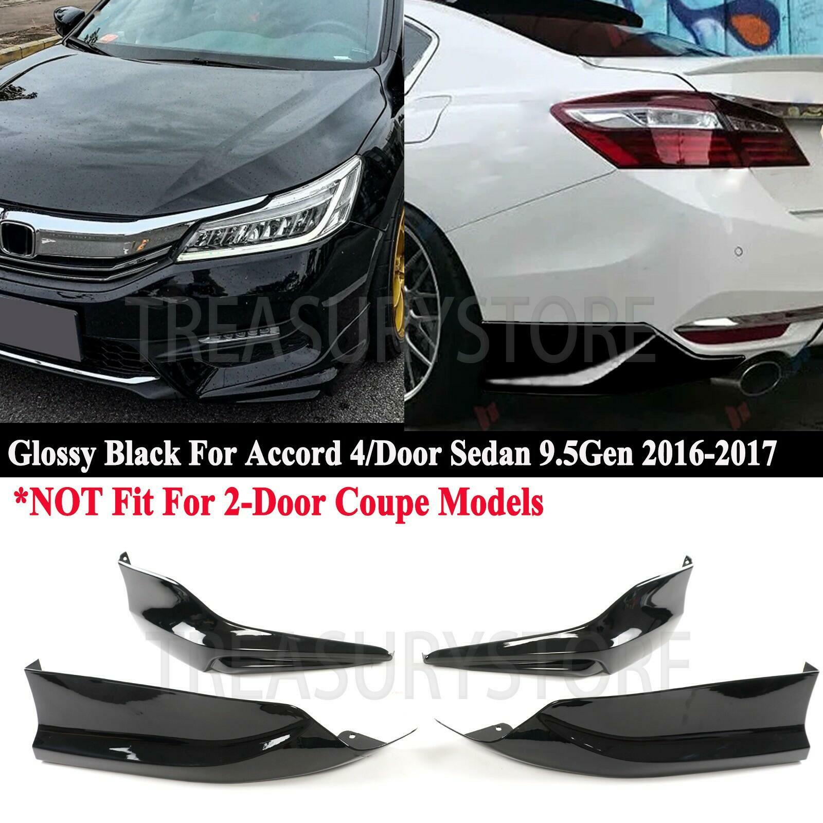 Honda Accord Sedan 2016-2017 Gloss Black Front Rear Bumper Side Spoiler Kit 4pcs