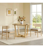 Set of 2 Grady Dining Chairs Khaki Fabric Natural Paper Rope Padded Seat