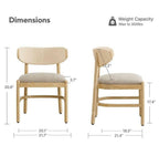 Set of 2 Grady Dining Chairs Khaki Fabric Natural Paper Rope Padded Seat