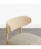 Set of 2 Grady Dining Chairs Khaki Fabric Natural Paper Rope Padded Seat