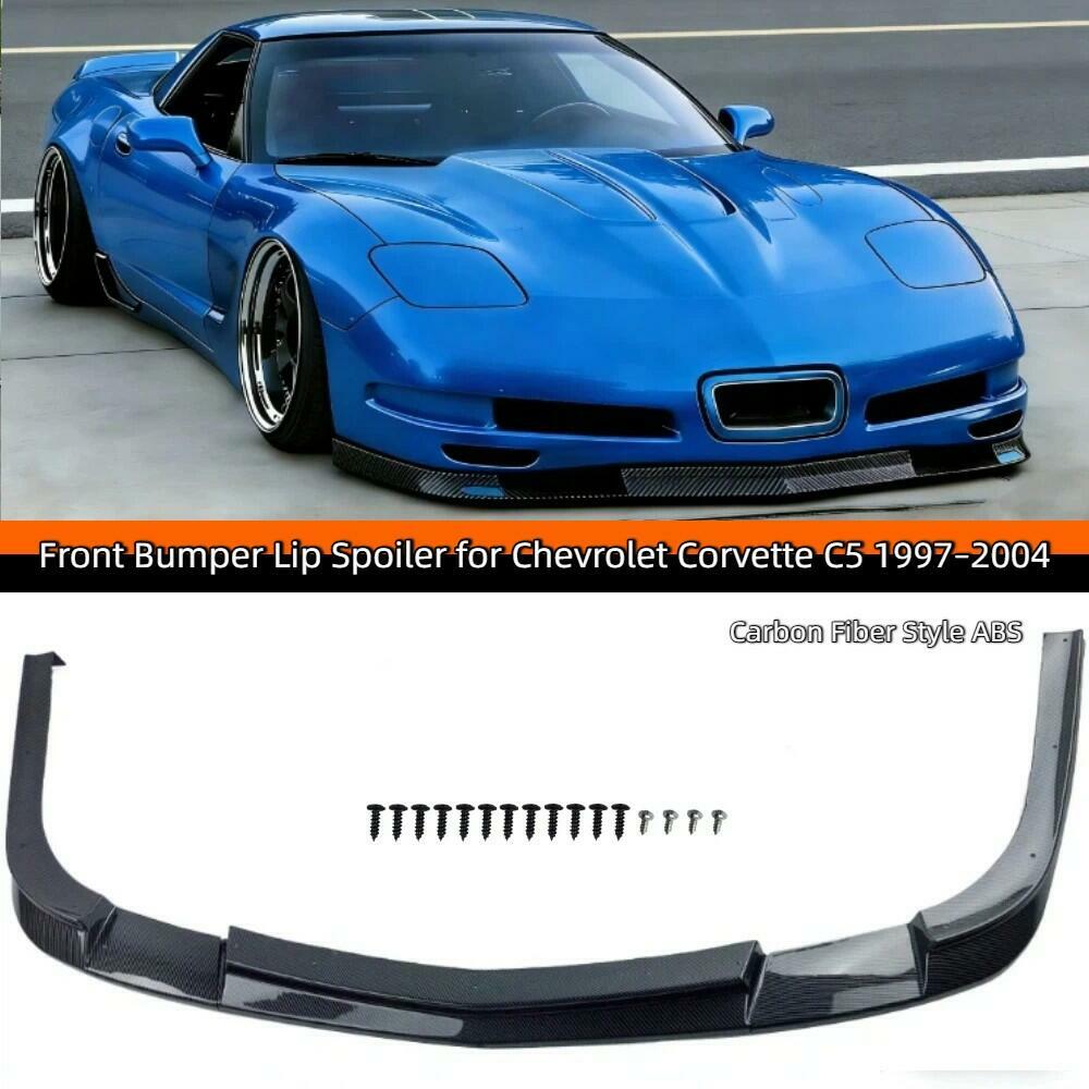3pcs Front Bumper Lip Splitter For Corvette C5 1997-2004 ZR1 Style Carbon Fiber
