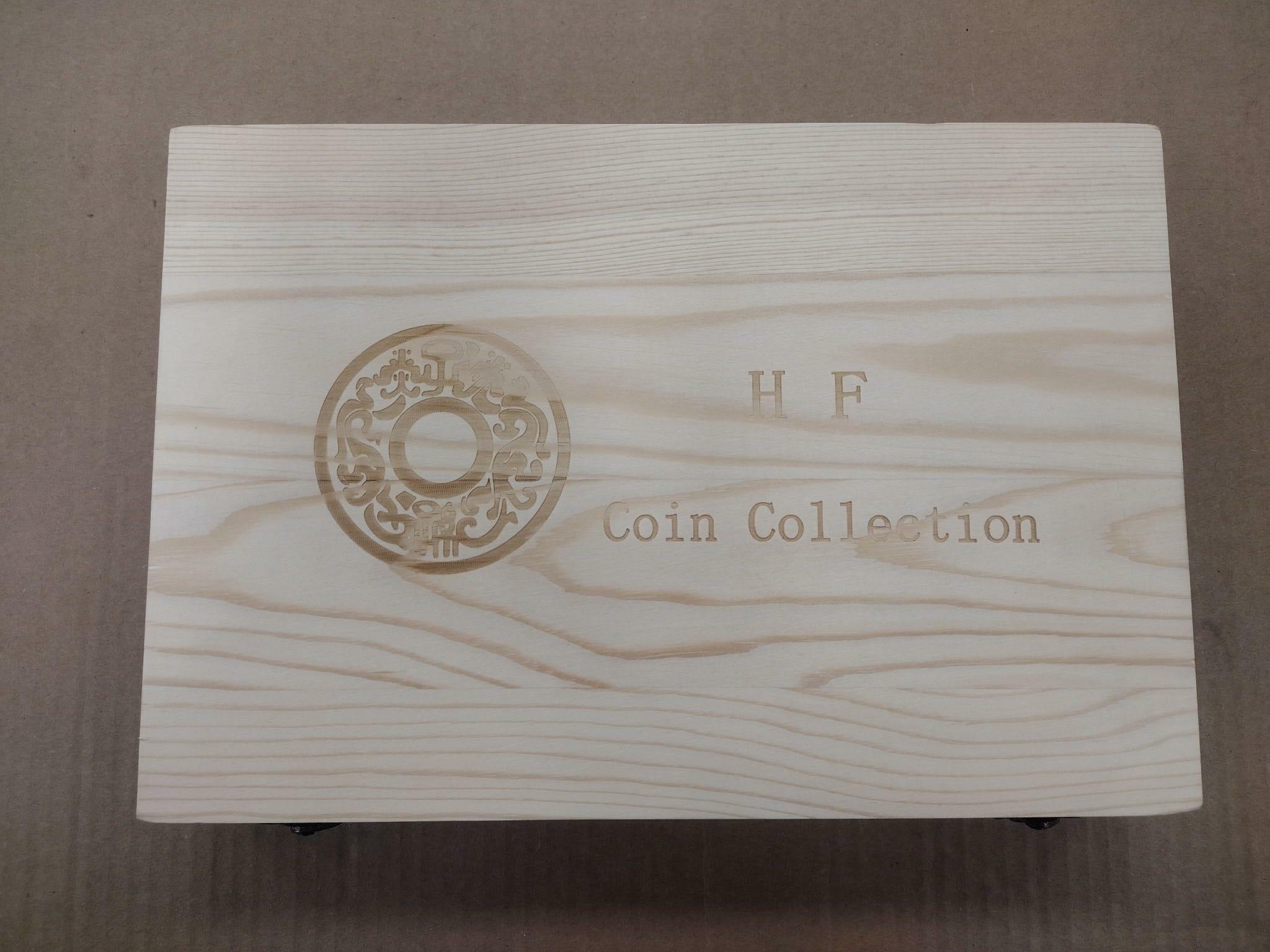 Wooden Coin Storage Box Holder w/ Foam Gaskets Display Case for 100 Coins
