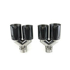 2x BMW Carbon Fiber Dual Exhaust Tips 63mm Inlet 93mm Outlet Twin Pipe