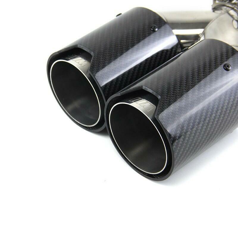 2x BMW Carbon Fiber Dual Exhaust Tips 63mm Inlet 93mm Outlet Twin Pipe