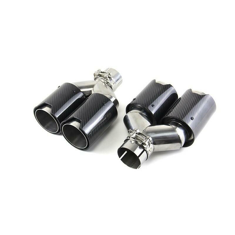 2x BMW Carbon Fiber Dual Exhaust Tips 63mm Inlet 93mm Outlet Twin Pipe