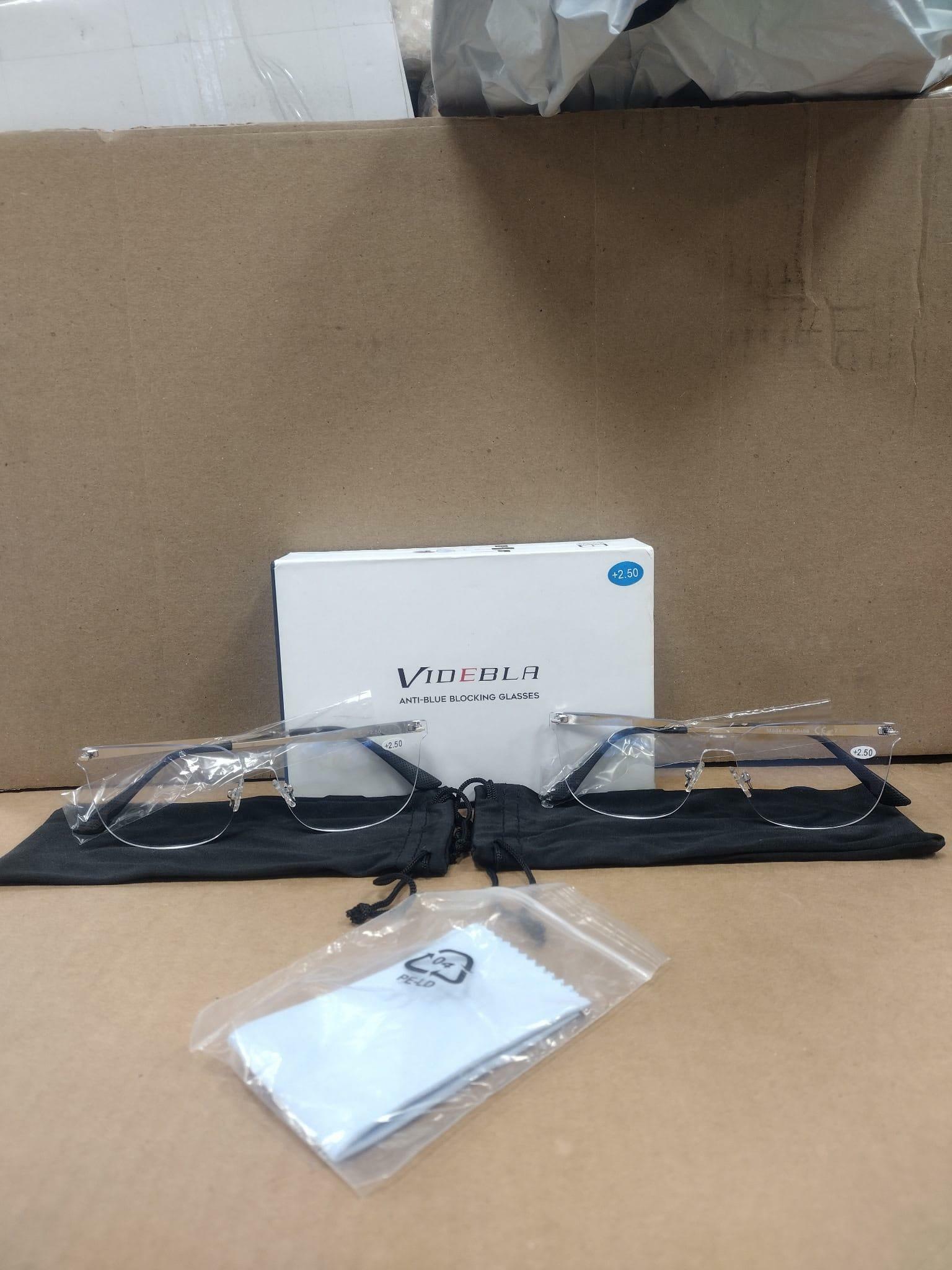 VIDEBLA 2 Pack Blue Light Blocking Reading Glasses Anti Glare Eye Strain