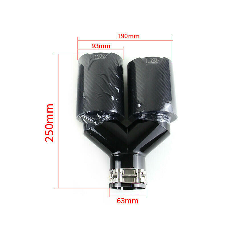 2x BMW Carbon Fiber Dual Exhaust Tips 63mm Inlet 93mm Outlet Twin Pipe
