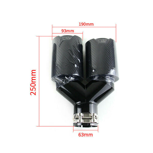 2x BMW Carbon Fiber Dual Exhaust Tips 63mm Inlet 93mm Outlet Twin Pipe