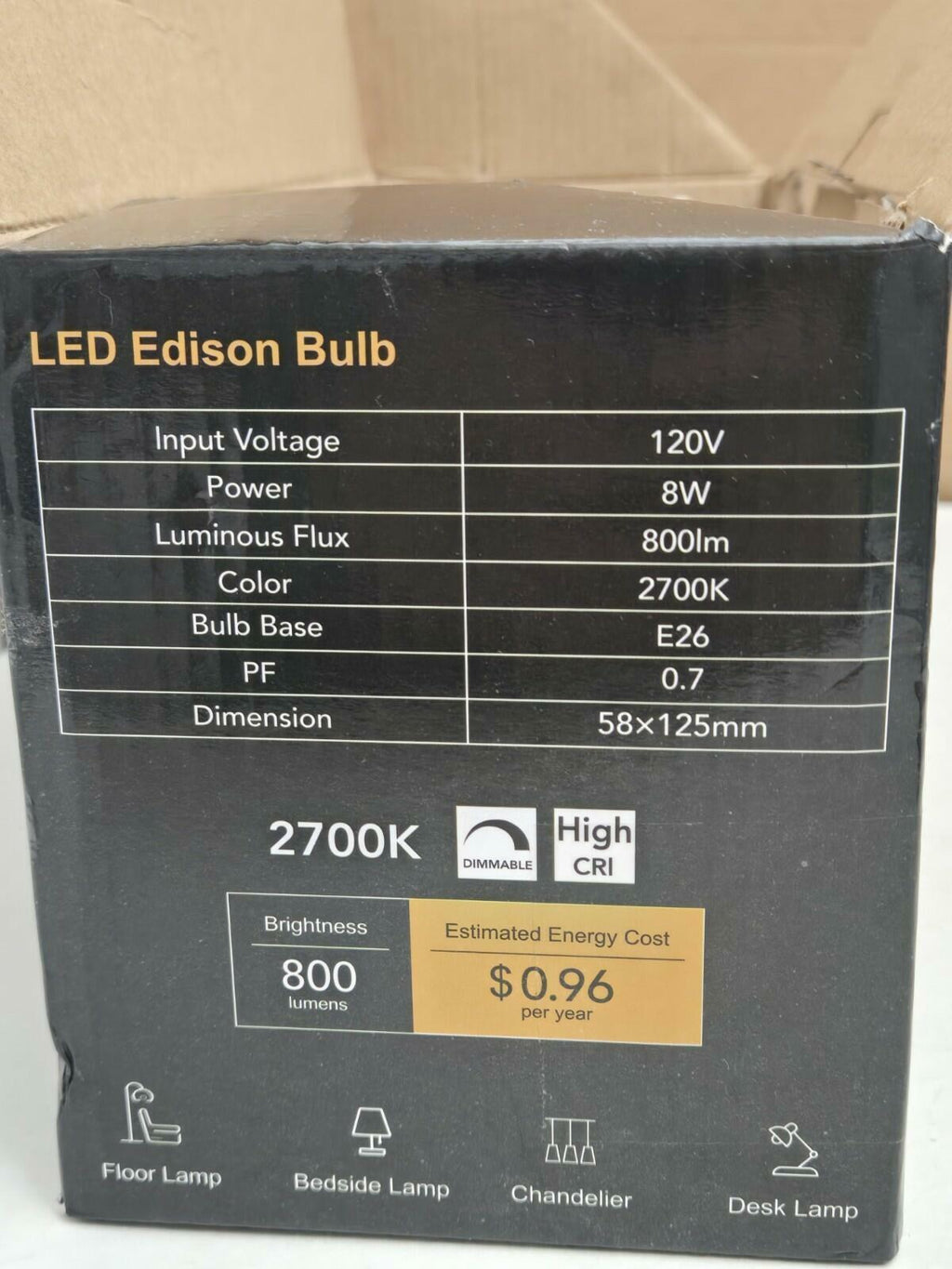 TJOY 8W LED Vintage Edison Light Bulbs Dimmable E26 ST58 ST19 12-Pk