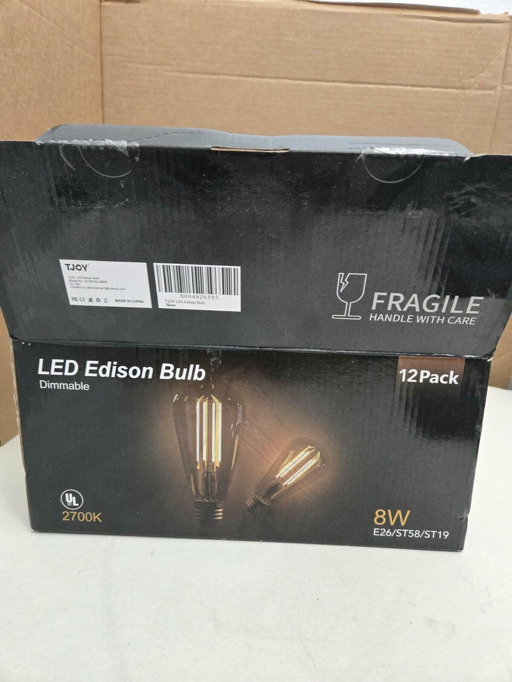 TJOY 8W LED Vintage Edison Light Bulbs Dimmable E26 ST58 ST19 12-Pk