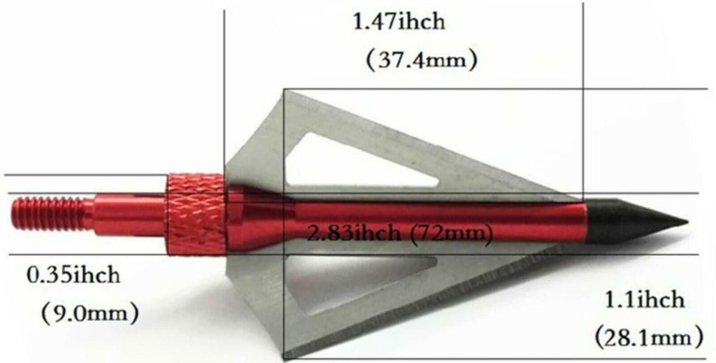 6PCS Hunting Broadheads 100 Grain Stainless Steel 3-Blade Integral Forming Tips