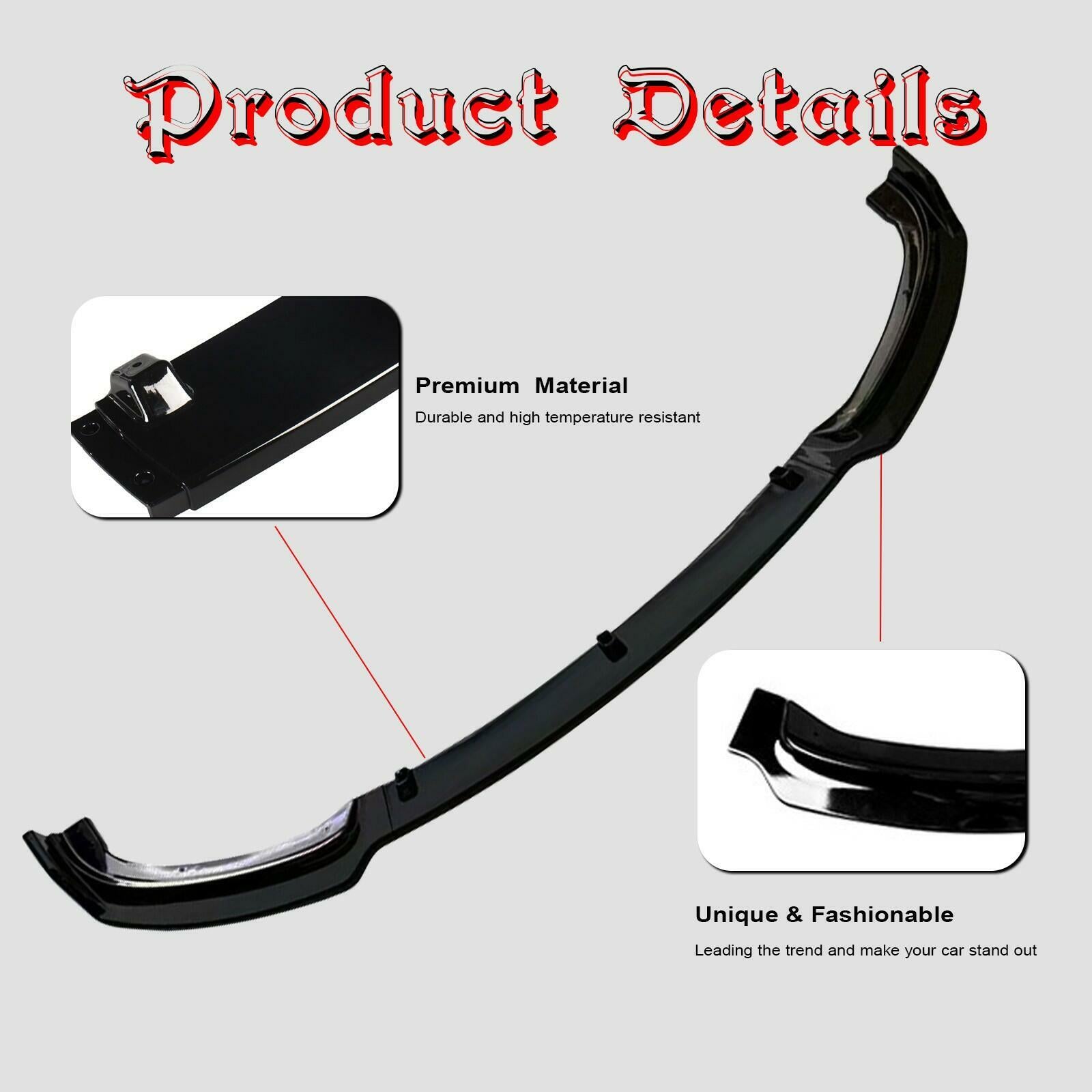 Gloss Black Front Lip Spoiler for BMW 3 Series F30 F31 Sedan 2013-2018