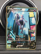 Mewtwo V  - Gold Steel Pokemon Card - HP220 - English - Fan Art Gift - 072/078