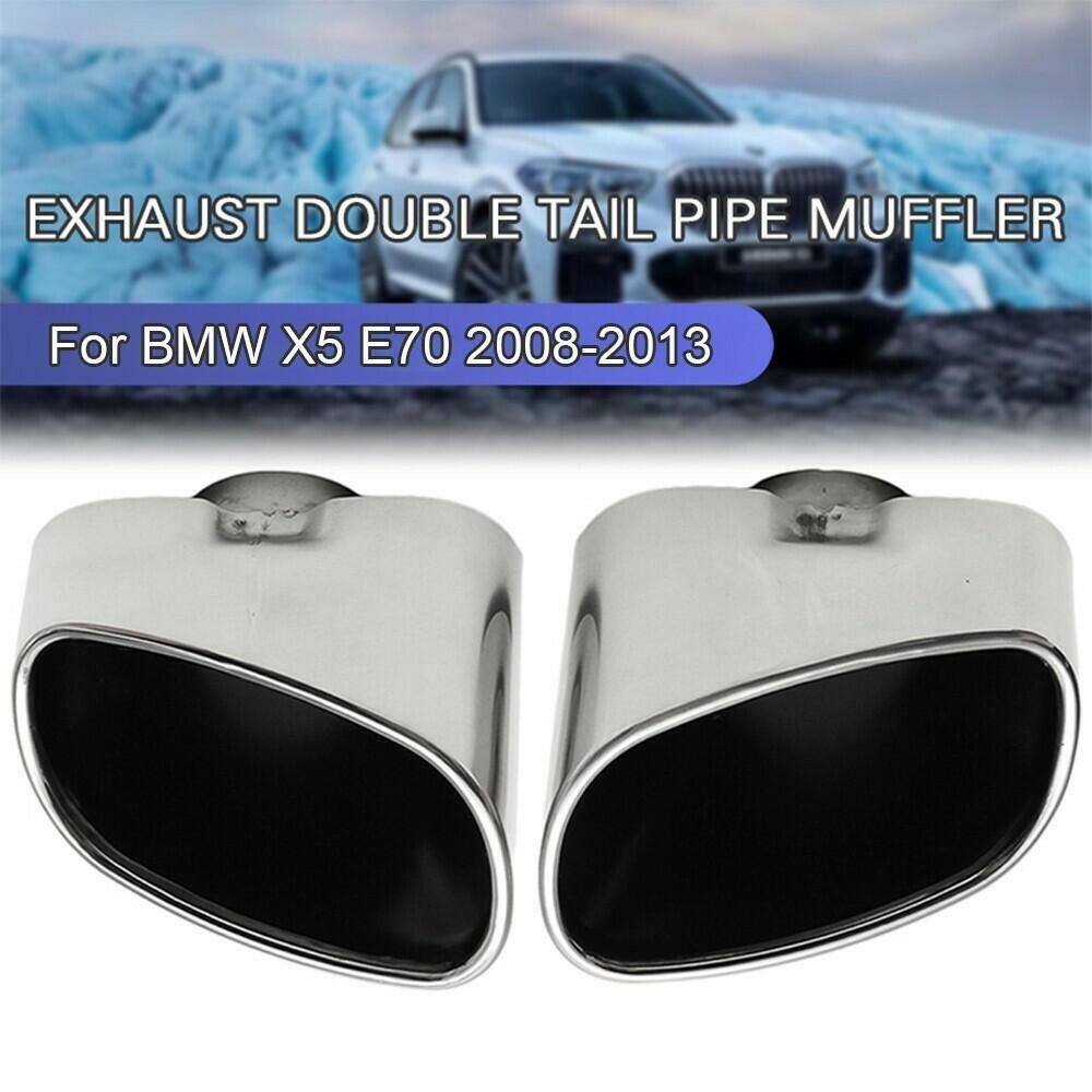 2PCS Chrome Exhaust Dual Tail Pipe Muffler Tip Stainless Steel For BMW X5 E70