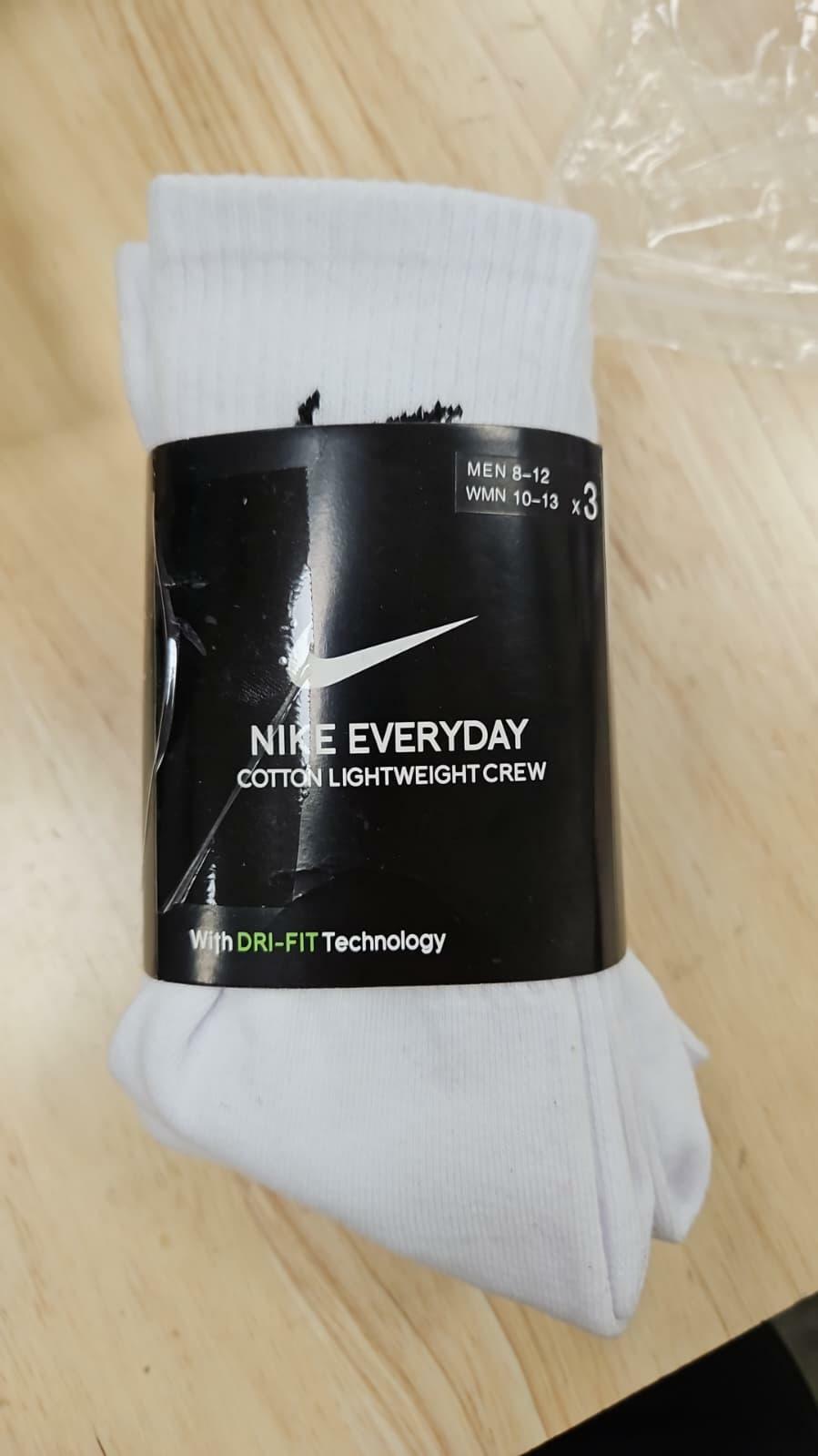 Nike 3 Pairs Everyday Lightweight Crew SX7676 Tennis Socks White Black Grey, white grey black