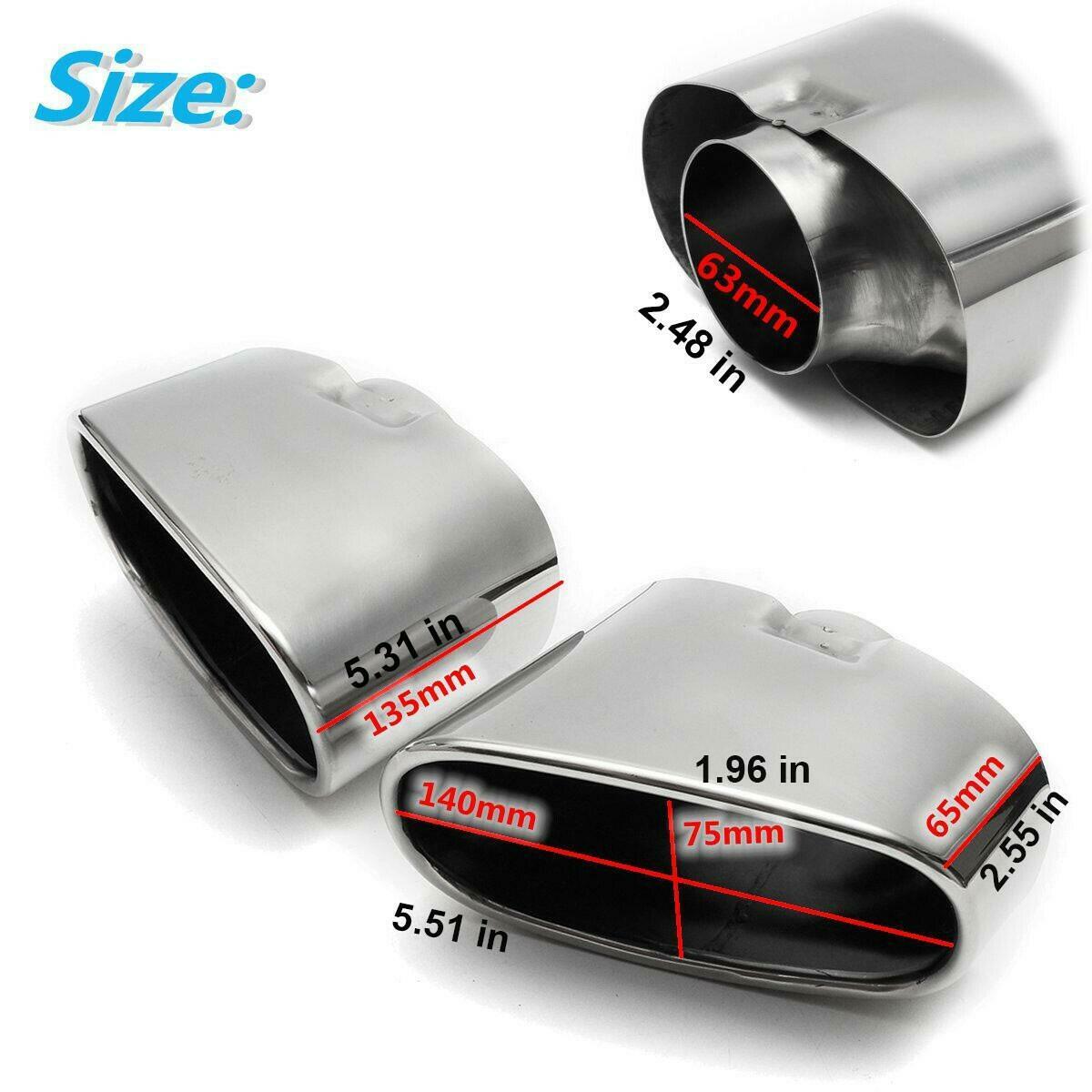 2PCS Chrome Exhaust Dual Tail Pipe Muffler Tip Stainless Steel For BMW X5 E70