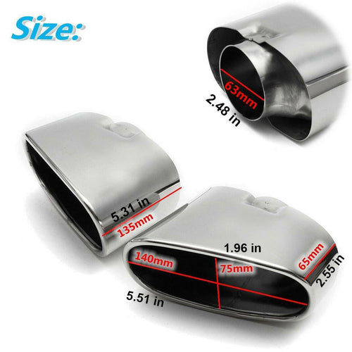 2PCS Chrome Exhaust Dual Tail Pipe Muffler Tip Stainless Steel For BMW X5 E70