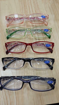 Lot of 5 Women Reading Glasses +4.00 Anti Blue Light Blocking Floral Pattern New