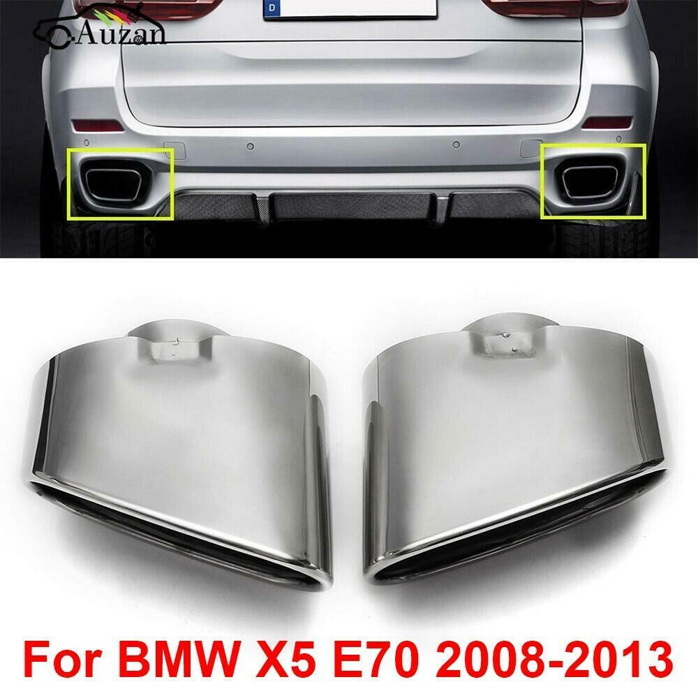 2PCS Chrome Exhaust Dual Tail Pipe Muffler Tip Stainless Steel For BMW X5 E70