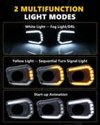 Clear LED DRL Signal Front Bumper Fog Light Bezels For 2016-23 Toyota Tacoma TRD