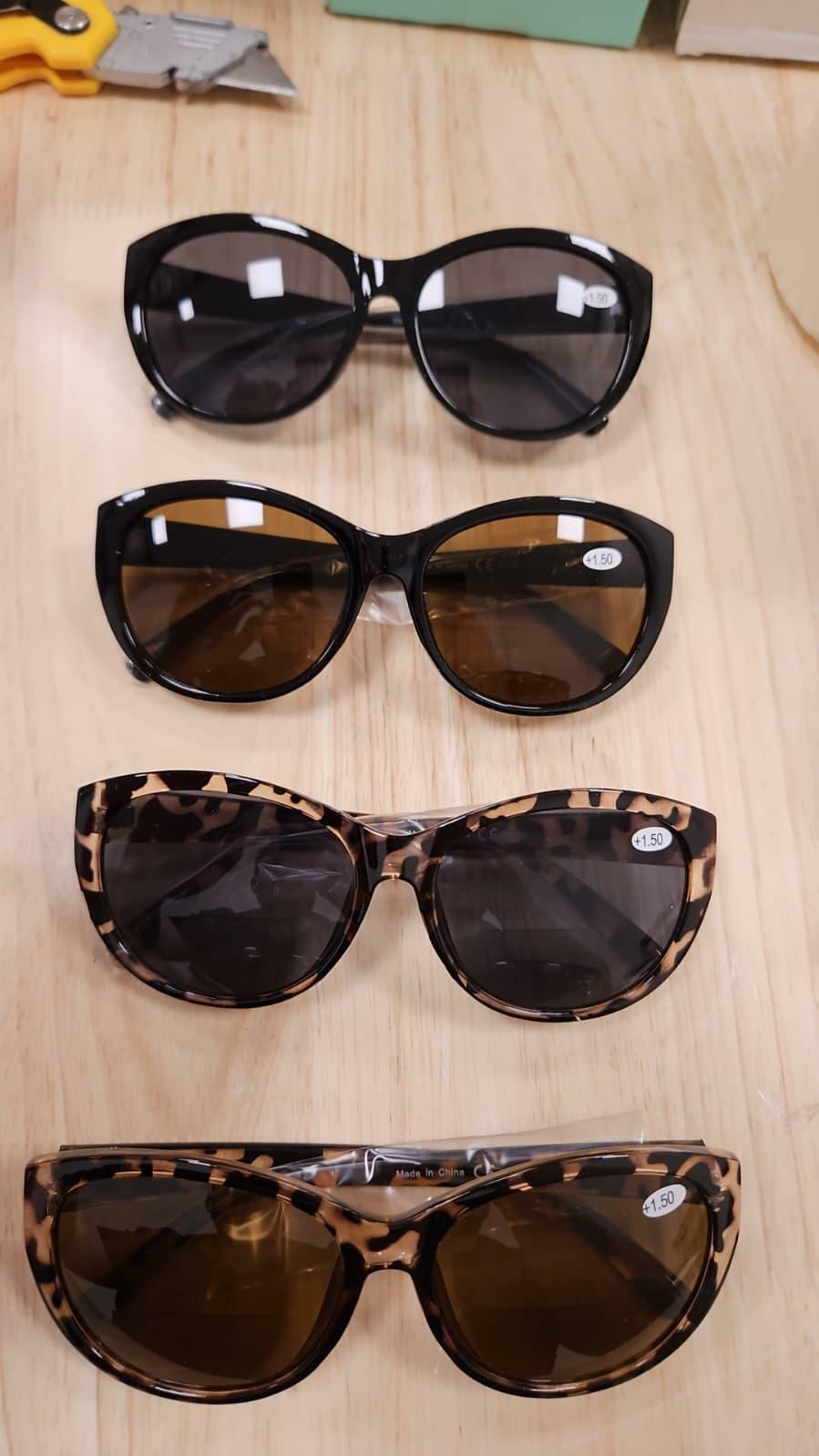 Womens Sun Readers +1.50 Reading Sunglasses Classic Black Frame Tinted Lens