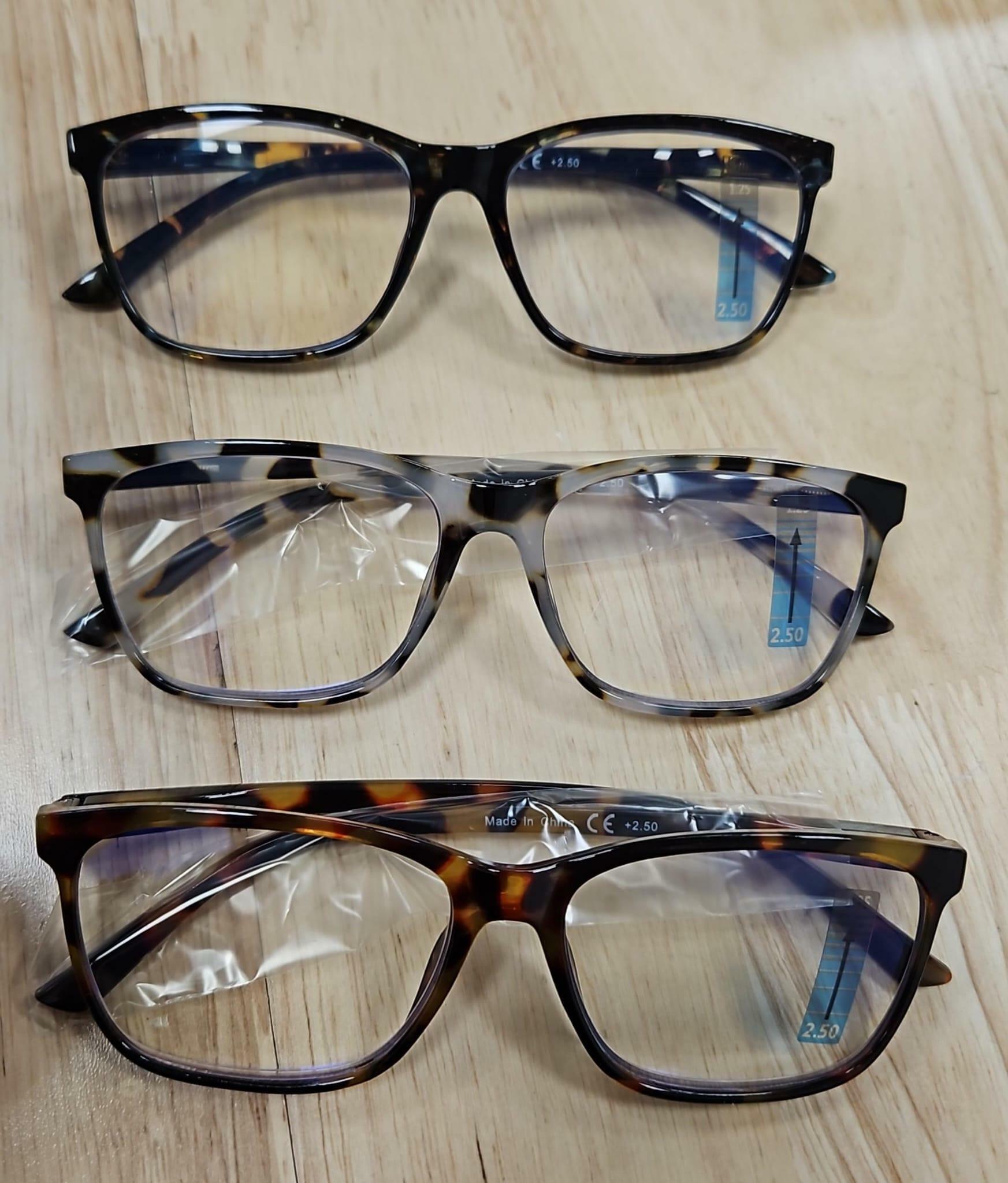 3 Pack Reading Glasses +2.50 Tortoise Shell Blue Light Blocking Square Readers