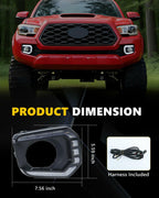Clear LED DRL Signal Front Bumper Fog Light Bezels For 2016-23 Toyota Tacoma TRD