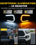 Clear LED DRL Signal Front Bumper Fog Light Bezels For 2016-23 Toyota Tacoma TRD