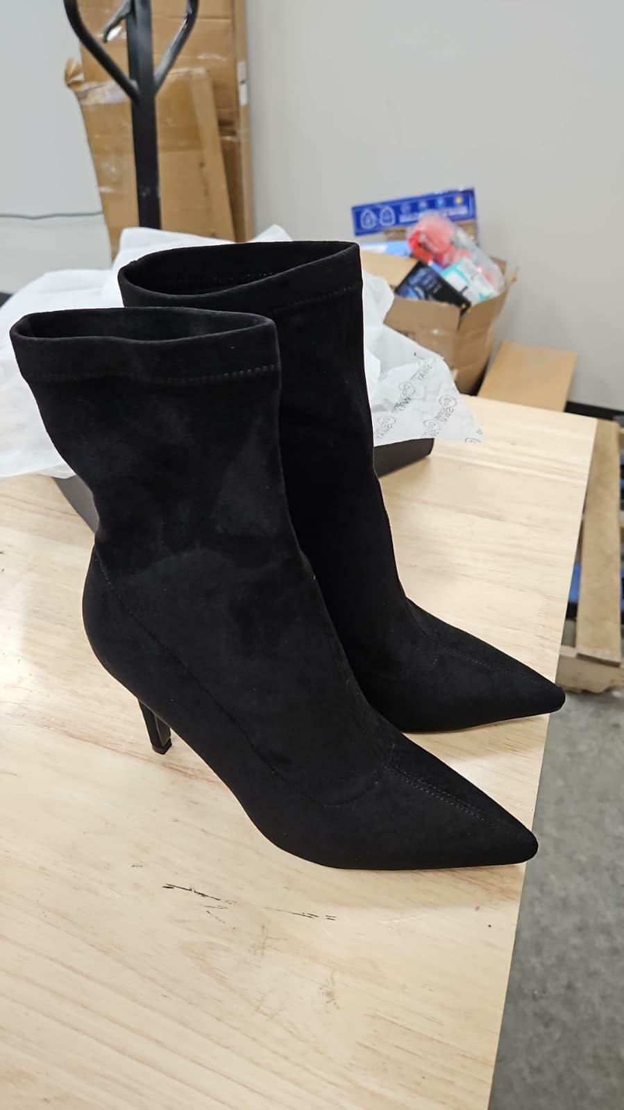 Dance and Sway Black Faux Suede Sock Boots Pointed Toe Kitten Heel Ankle Booties