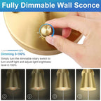 VATONI Dimmable Wall Sconce, Plug in Wall Sconce Adjustable Angle Wall Lights