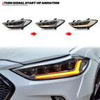 LED Headlights for Hyundai Elantra 2017 2018 Projector Front Lamps Pair Assembly