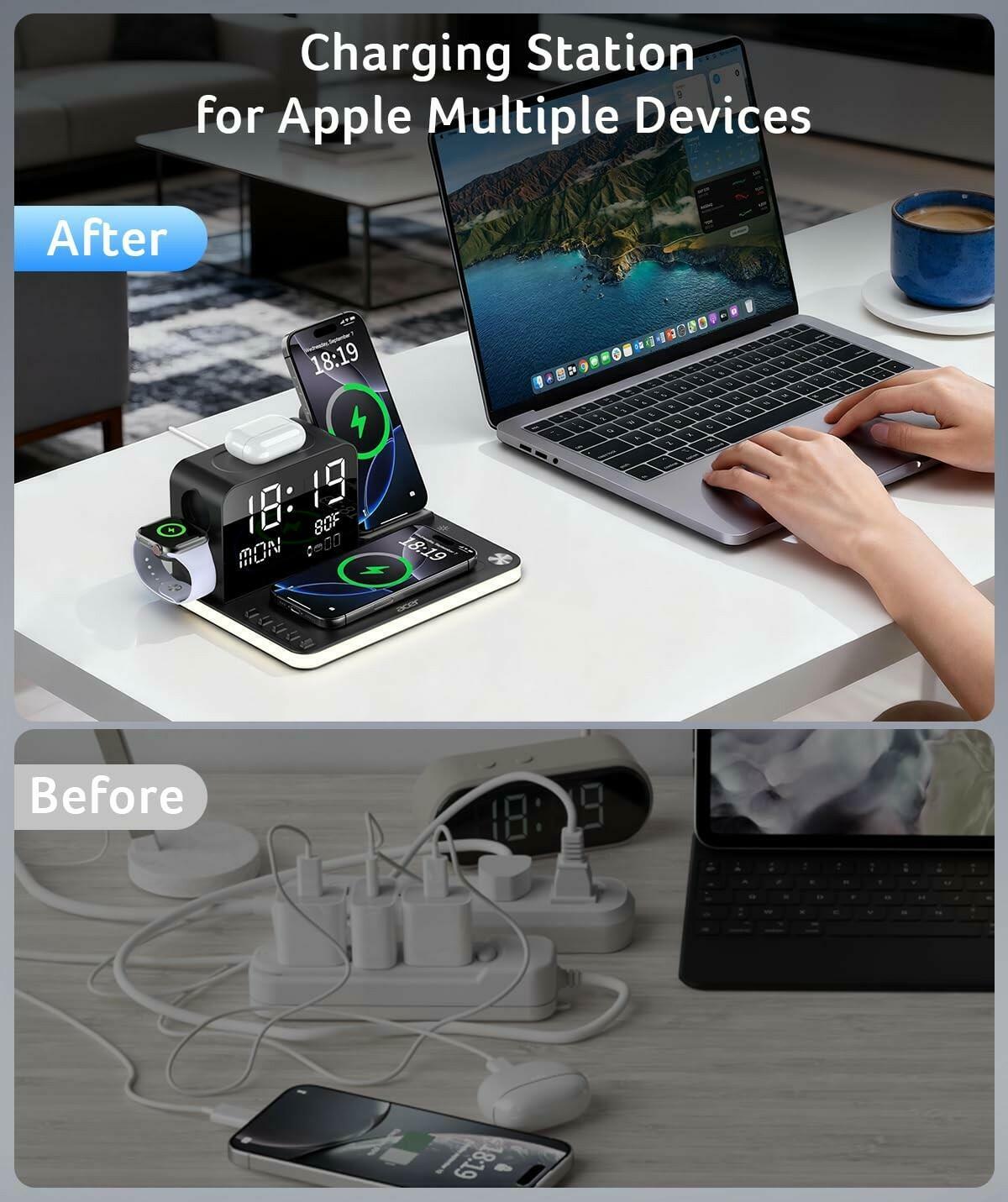 acer 7-in-1 Wireless Charging Station: Charger Stand for Multiple Devices for