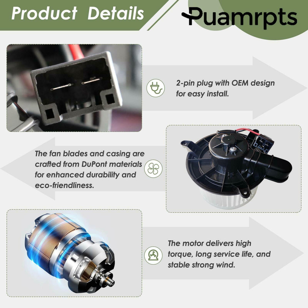 PUAMRPTS AC Heater Blower Motor Compatible with Ford F-250, F-350, F-450, F-550