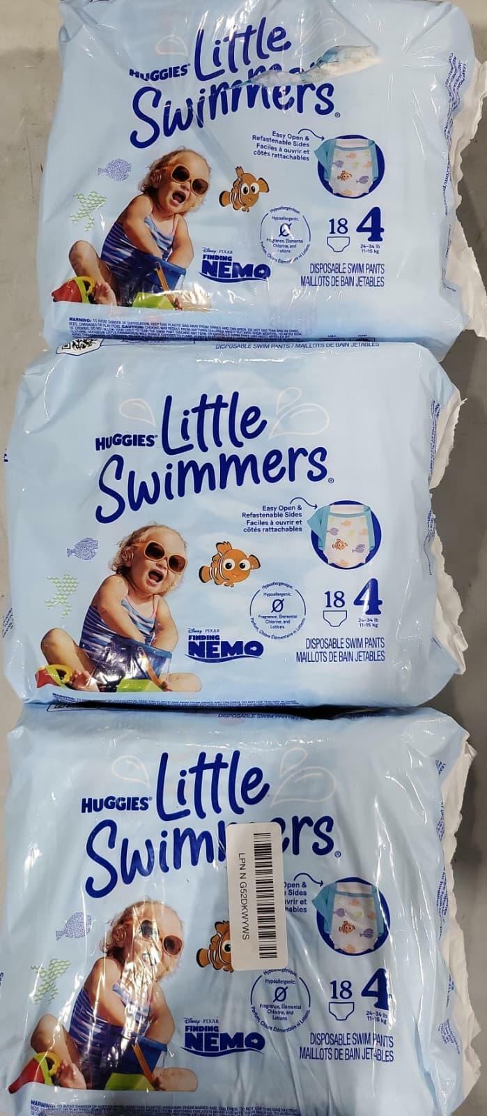 54 Count Huggies Little Swimmers Size 4 Diapers 24-34 lbs