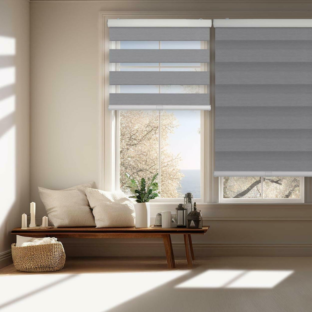 FOIRESOFT 37 in W 64 in H Standard Cordless Blackout Zebra Roller Shades and