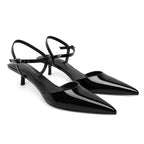 SAMMITOP Size 9 Kitten Heels Pointed Toe Ankle Strap 1.5in Black