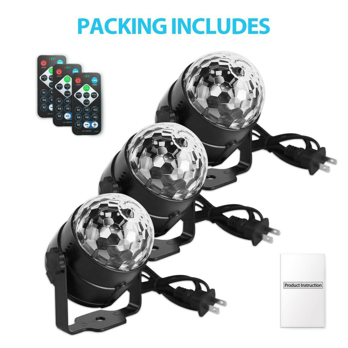 NEQUARE Disco Ball DJ Party Lights Sound Activated with Remote Control Strobe