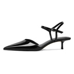SAMMITOP Size 9 Kitten Heels Pointed Toe Ankle Strap 1.5in Black