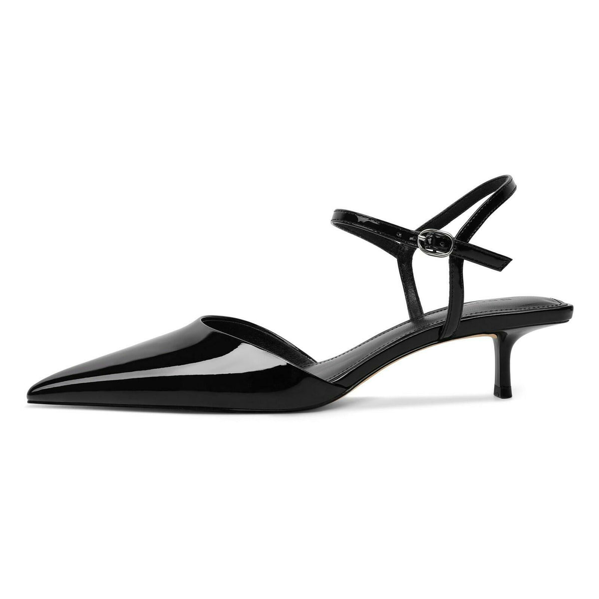 SAMMITOP Size 9 Kitten Heels Pointed Toe Ankle Strap 1.5in Black
