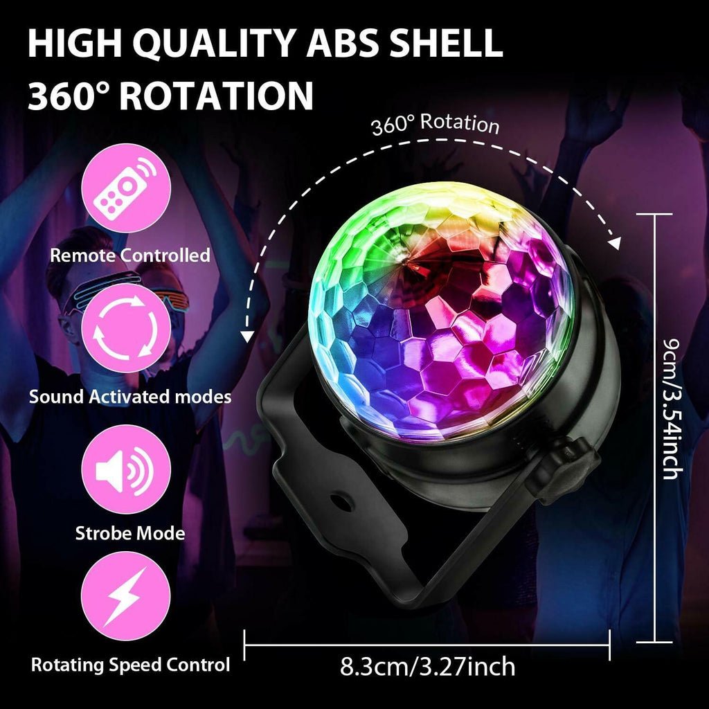 NEQUARE Disco Ball DJ Party Lights Sound Activated with Remote Control Strobe
