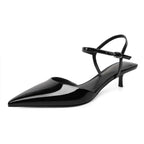 SAMMITOP Size 9 Kitten Heels Pointed Toe Ankle Strap 1.5in Black