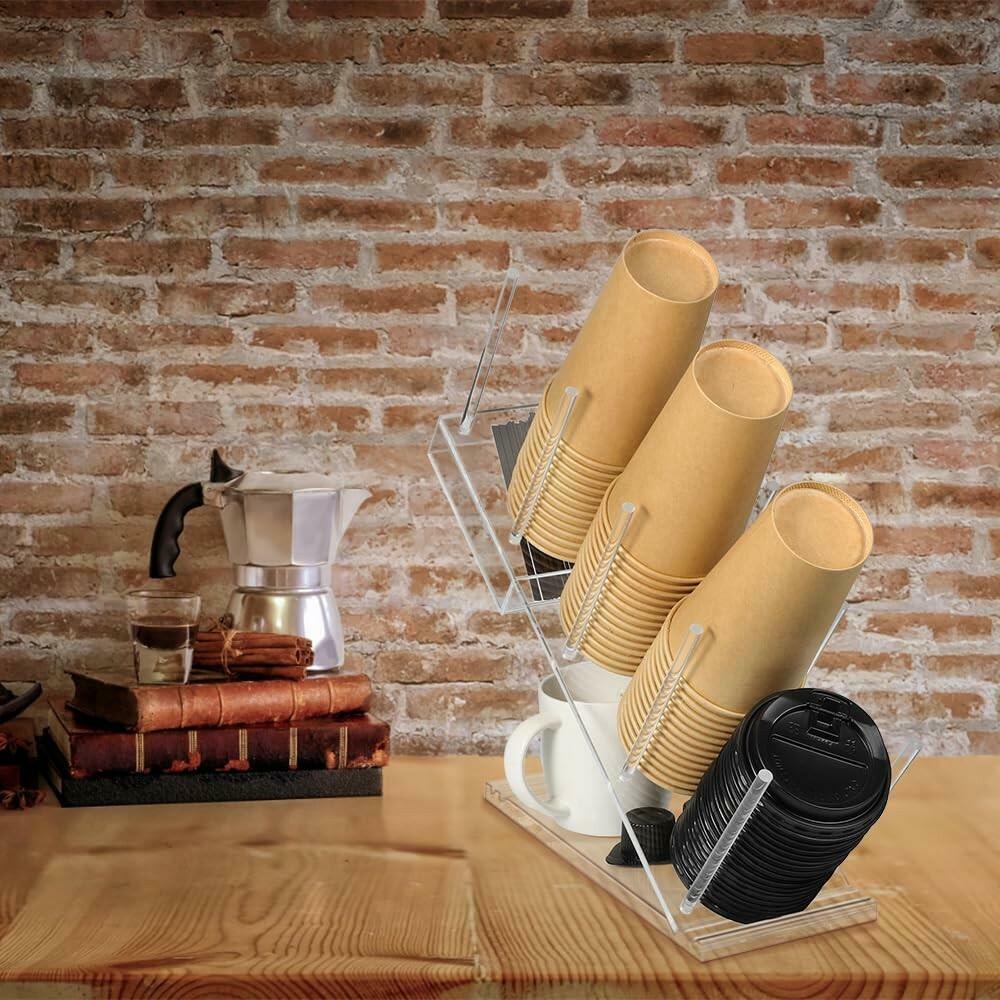 PAMISO Disposable Cups Holder, Large Acrylic Coffee Bar Organizer for 20oz,