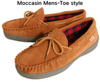 PEDOQU Size 7 Men’s moccasin slippers with tie genuine leather upper memory foam