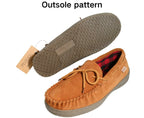PEDOQU Size 7 Men’s moccasin slippers with tie genuine leather upper memory foam