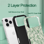 SOKAD Magnetic Sage Floral Phone Case for iPhone 17 Pro, Vintage Green Flower