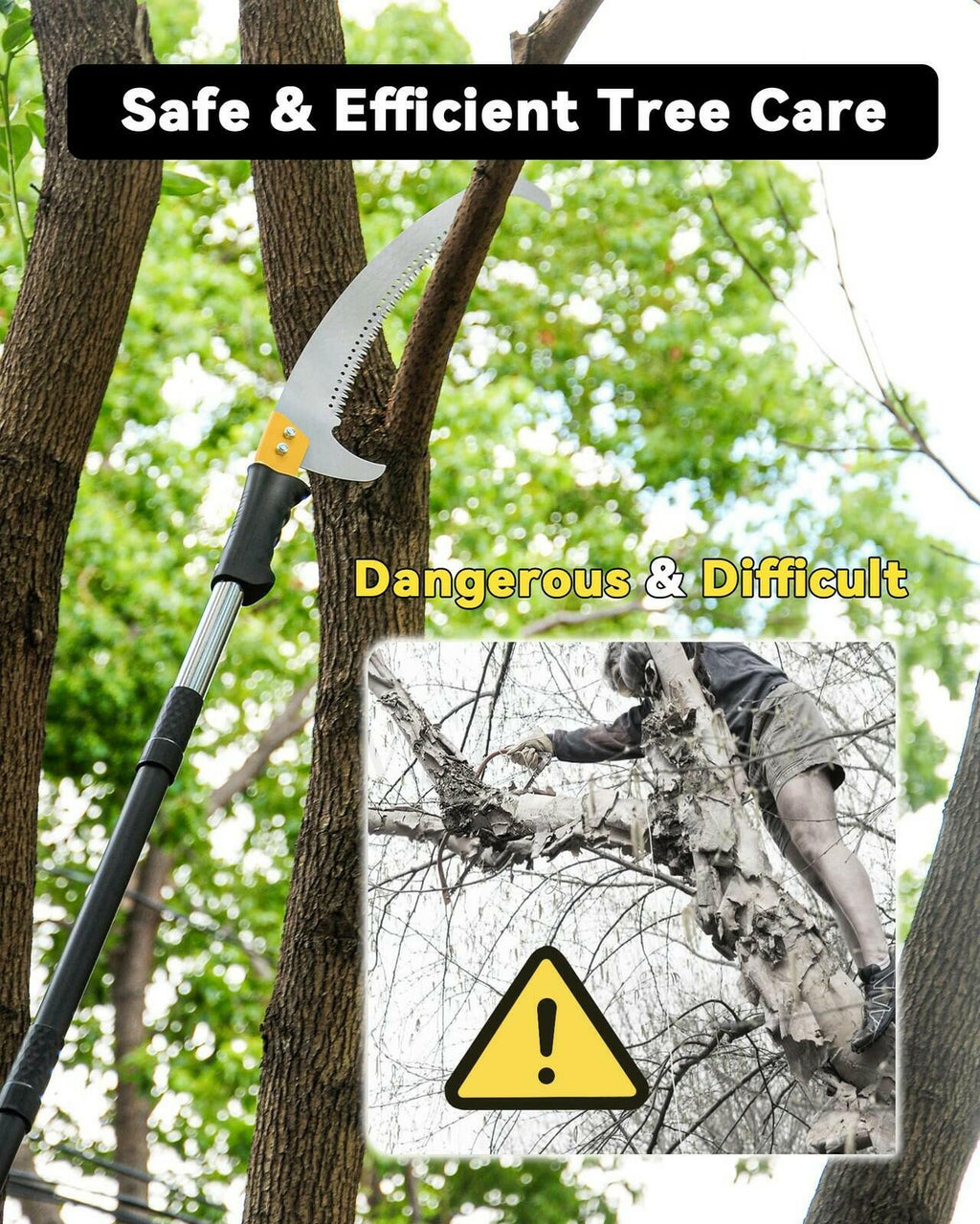 BlumeTrec 11FT Pole Saw with Adjustable Length for Tree Trimming, Lightweight