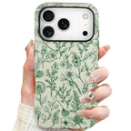 SOKAD Magnetic Sage Floral Phone Case for iPhone 17 Pro, Vintage Green Flower