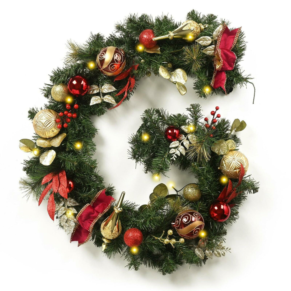 Valery Madelyn 6 Feet Pre-Lit Christmas Garland with Lights for Mantle, Lighted
