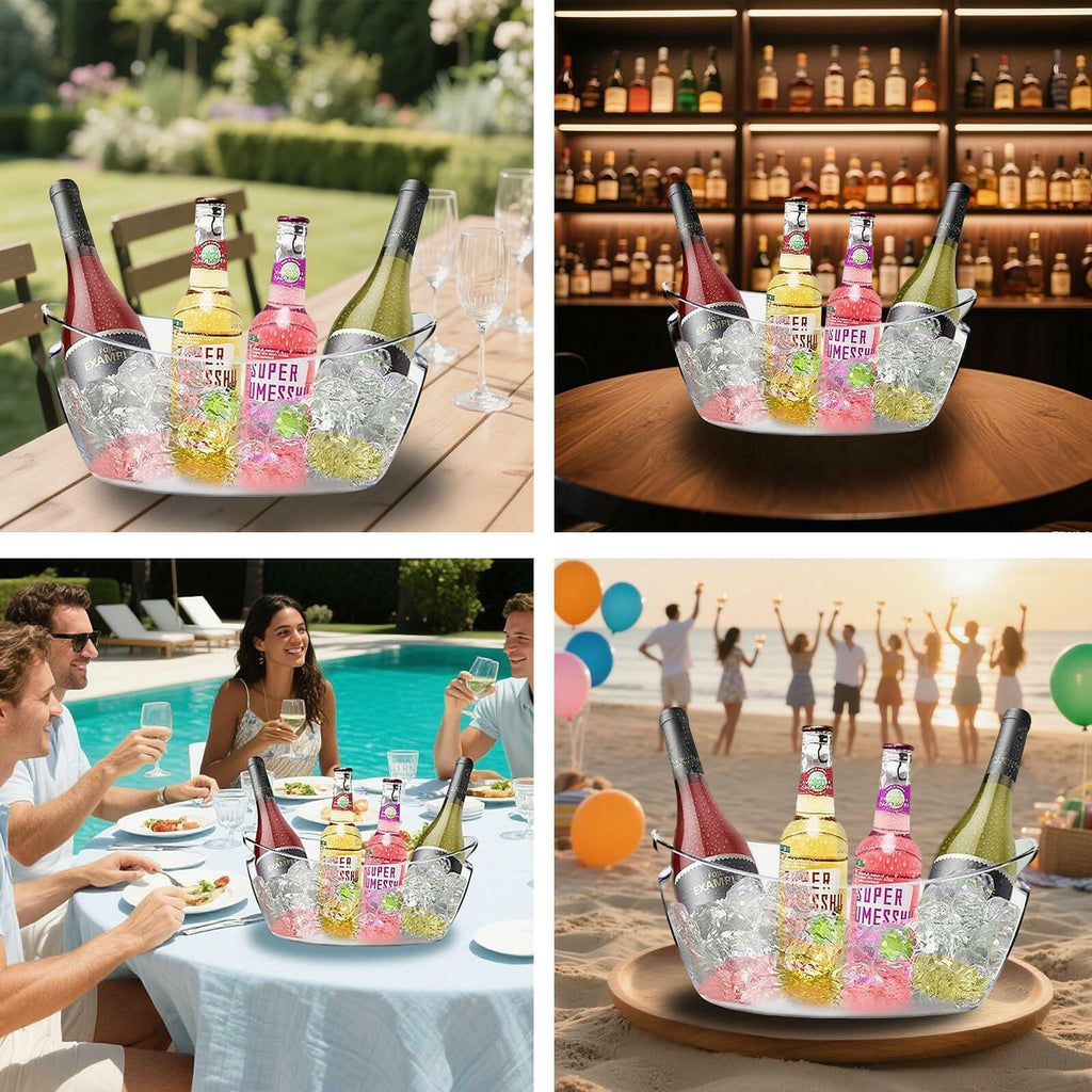 2 psc Ice Buckets for Parties,Ice Bucket Bowls with Scoops &Metal Wine Bottle